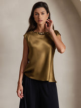 [Bruin] SilkSilky-NL Cap Sleeve Round Neck Dames T-Shirt 001