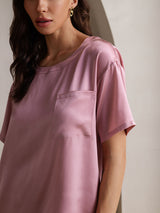 [Bleek Mauve] SilkSilky-NL Short Sleeve Split Dames Pyjama Set 009
