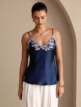 [Donkerblauw] SilkSilky-NL Spaghetti Strap V Neck Cami-Top 001