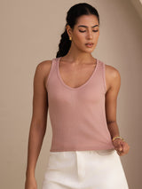 [Roze] SilkSilky-NL Sleeveless Deep V Neck Cami-Top 003