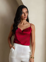 [Wijn] SilkSilky-NL Spaghetti Strap Cowl Neck Cami-Top 003