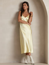 [Lichtgeel] SilkSilky-NL Spaghetti Strap V Neck Nachthemd 006
