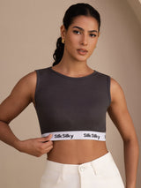 [Grijs] SilkSilky-NL Sleeveless Crew Neck Cami-Top 004