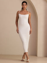 [Wit] SilkSilky-NL Square Neck Jurk 007