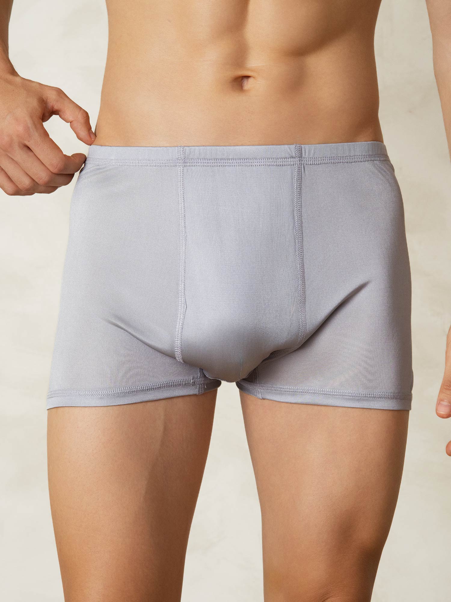 [Grijs] SilkSilky-NL Zijde Gebreid Mens Underwear 001