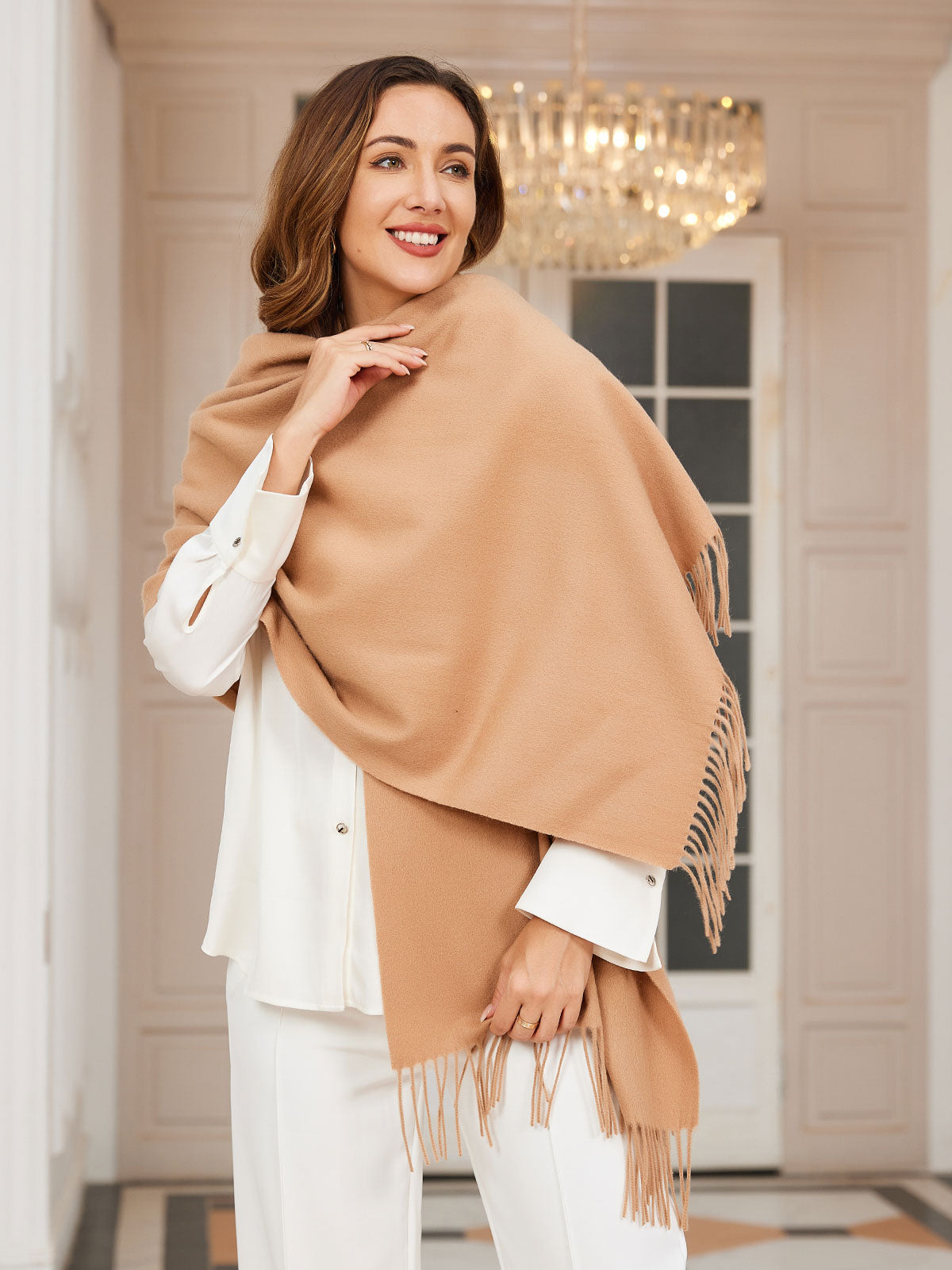 [Tan] SilkSilky-NL Wol Scarf 001