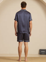 [Marine Ketting] SilkSilky-NL Short Sleeve Lapel Collar Heren Pyjama Set 002