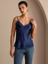 [Donkerblauw] SilkSilky-NL V Neck Cami-Top 004