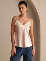 [Roze] SilkSilky-NL Spaghetti Strap V Neck Cami-Top 003