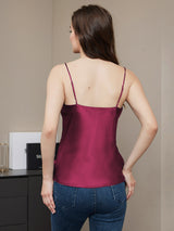 [Fuchsiaroze] SilkSilky-NL Spaghetti Strap V Neck Cami-Top 002