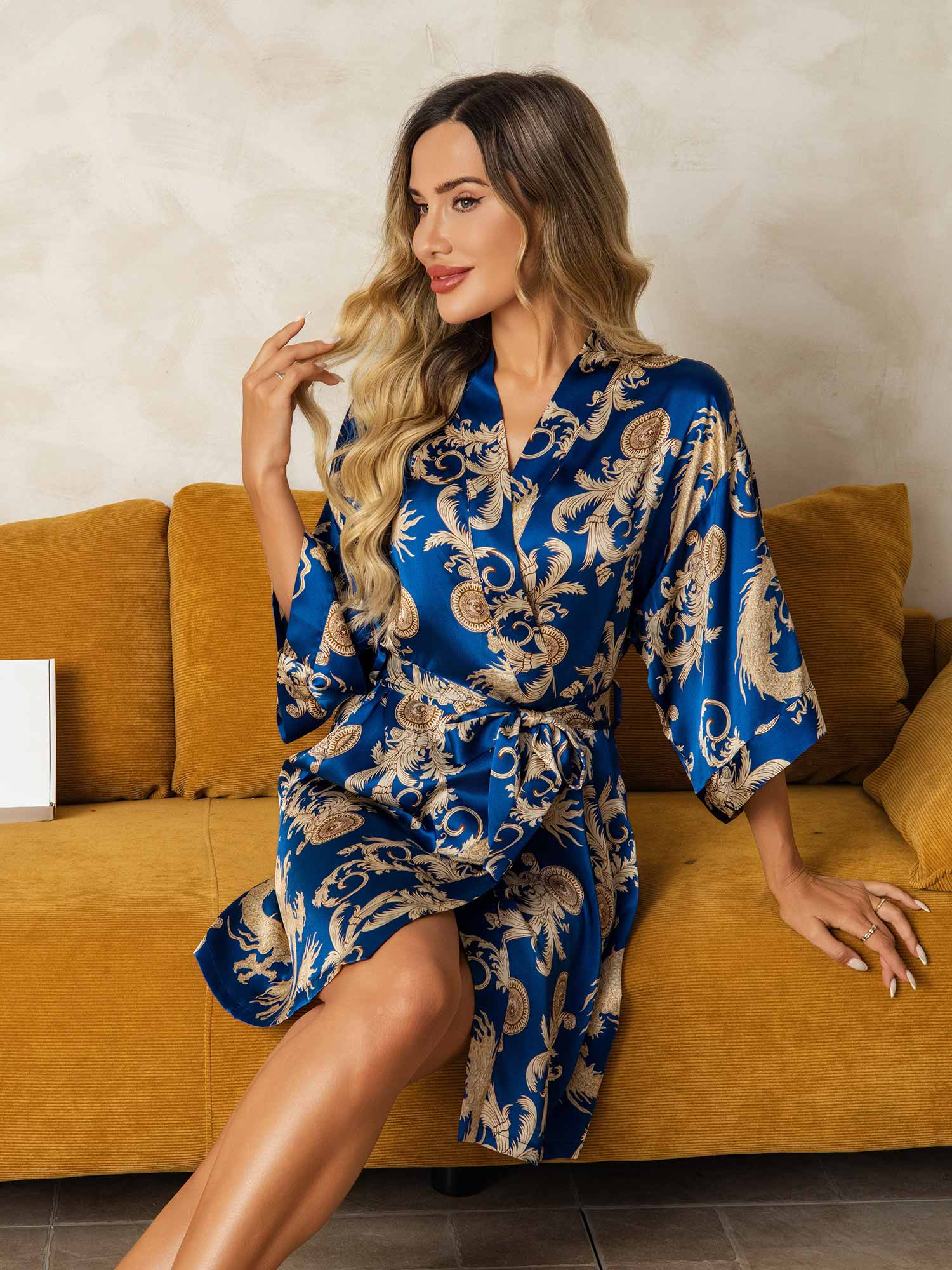 [Navy Draak] SilkSilky-NL Womens Robe 004