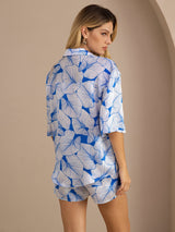 [Ijsblad] SilkSilky-NL Half Sleeve Lapel Collar Dames Pyjama Set 002
