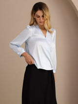 [Lichtblauw] SilkSilky-NL Long Sleeve Blouse 003