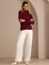 [Wijn] SilkSilky-NL Long Sleeve Turtle Neck Dames T-Shirt 007