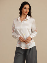 [Wit] SilkSilky-NL Long Sleeve Lapel Collar Dames Blouse 004