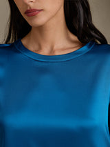 [Koningsblauw] SilkSilky-NL 3/4 Sleeve Round Neck Jurk 004