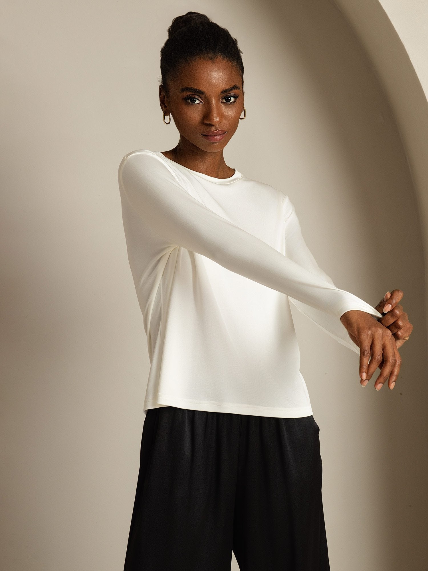 [Wit] SilkSilky-NL Zijde Womens T-Shirt 007