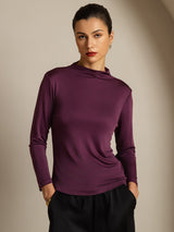 [Paars] SilkSilky-NL Zijde Womens T-Shirt 001