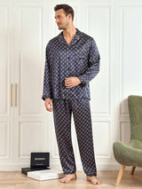 [Marine Ketting] SilkSilky-NL 19Momme Lange Mouw Heren Pyjama Set 012