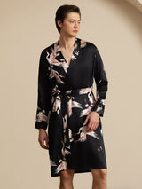 [Zwart] SilkSilky-NL 19Momme Mens Robe 001