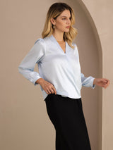 [Lichtblauw] SilkSilky-NL Long Sleeve Blouse 004
