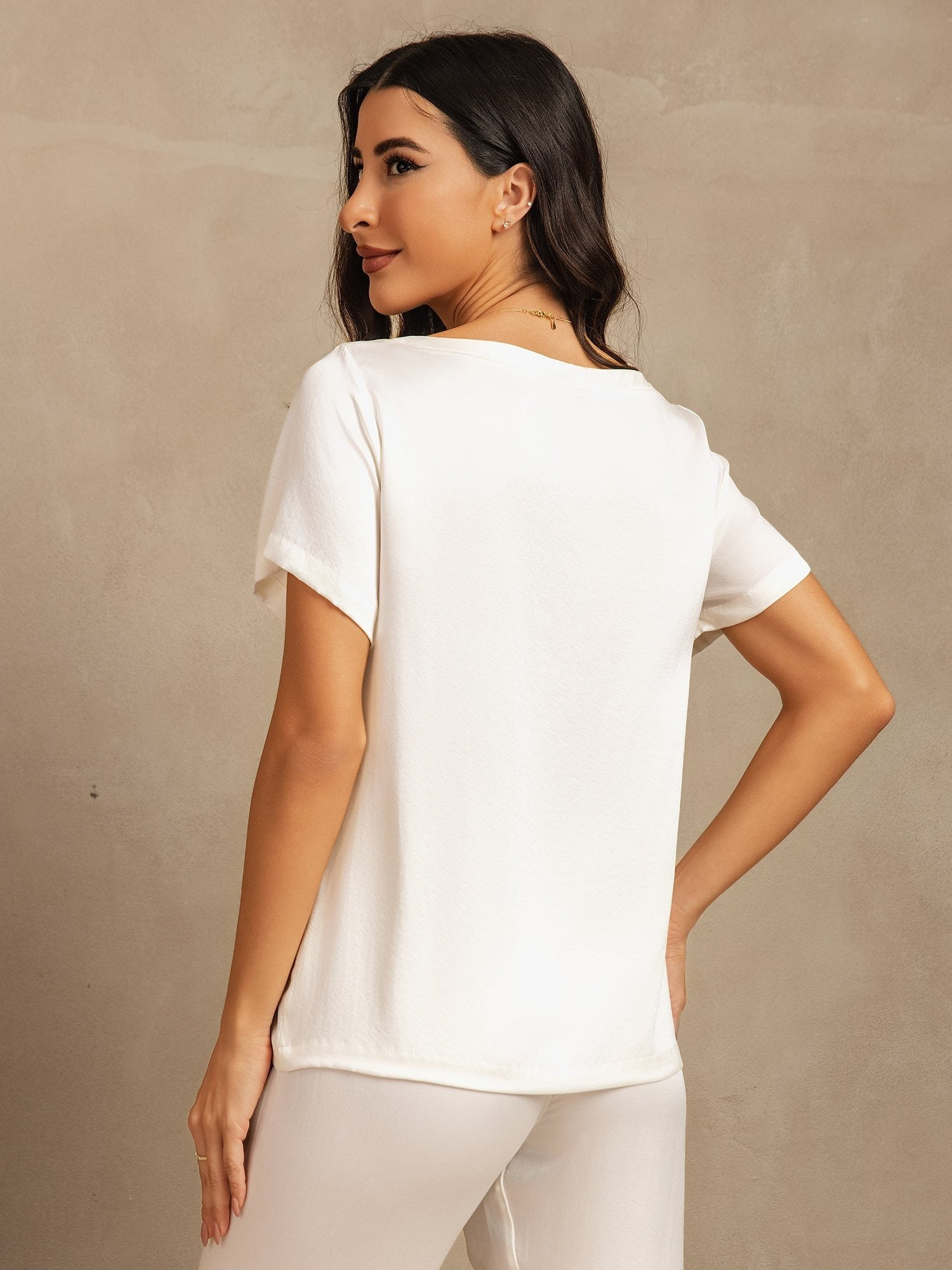 [Wit] SilkSilky-NL 19Momme Zijde Womens Pajamas 002