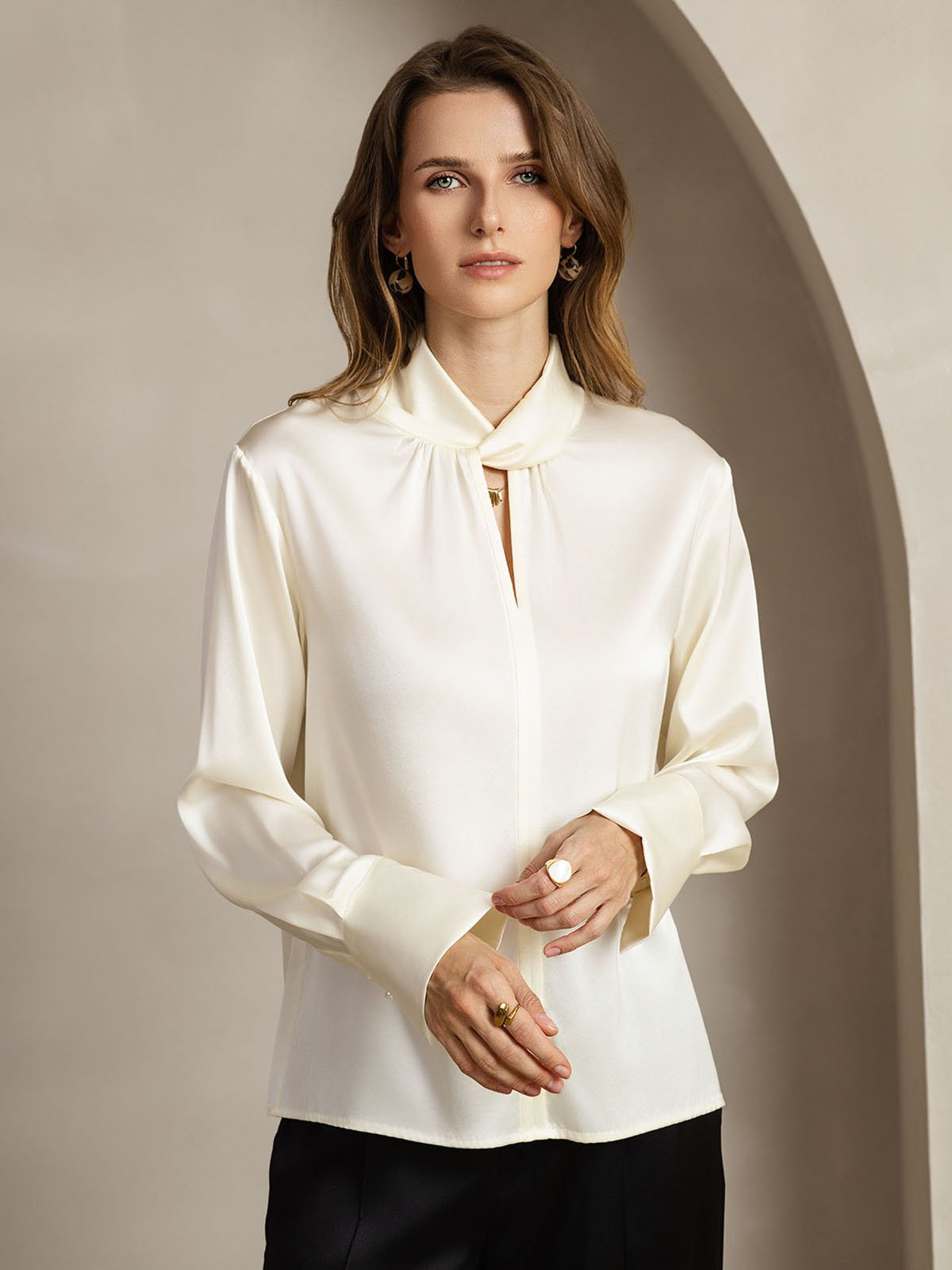 [Ivoor] SilkSilky-NL 19Momme Zijde Womens Shirt 004