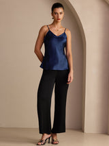 [Donkerblauw] SilkSilky-NL Spaghetti Strap V Neck Cami-Top 005