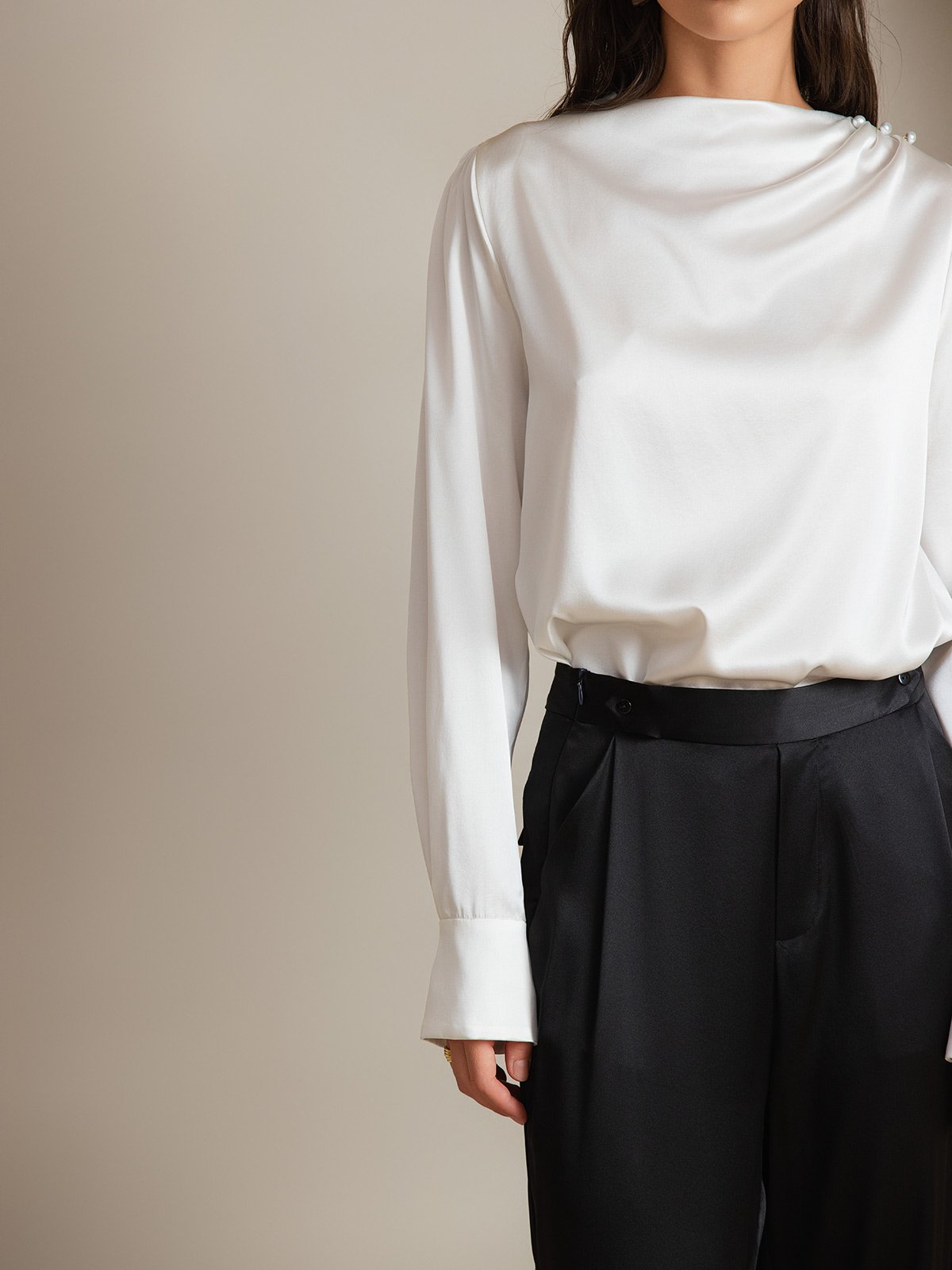 [Wit] SilkSilky-NL 19Momme Zijde Womens Shirt 004