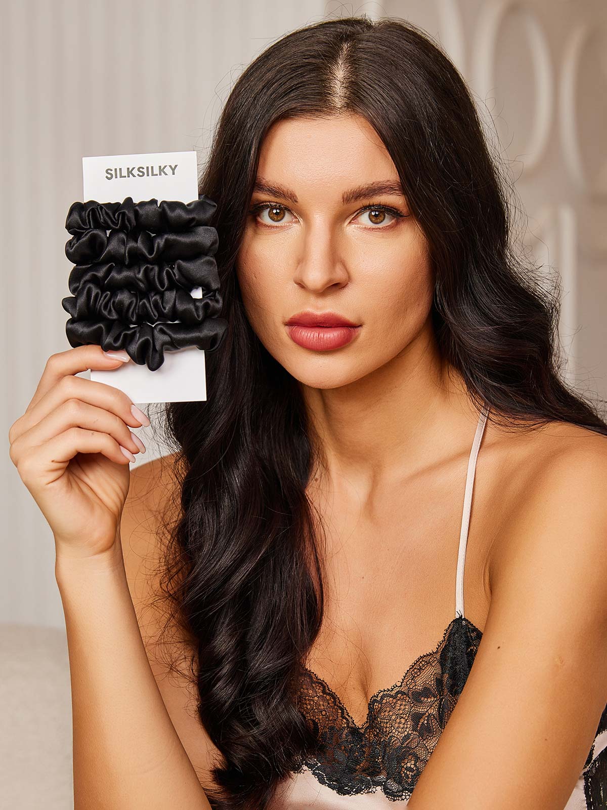 [Zwart] SilkSilky-NL 19Momme Scrunchie 002