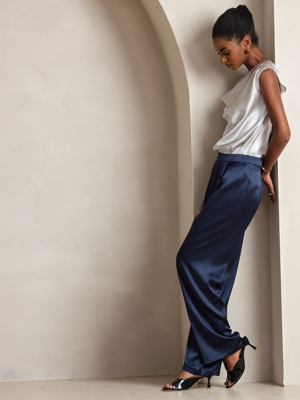 [Lichtgrijs] SilkSilky-NL 19Momme Zijde Mouwloos Womens T-Shirt 007