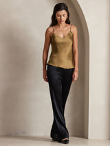 [Koffie] SilkSilky-NL Spaghetti Strap V Neck Cami-Top 003