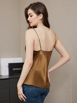 [Koffie] SilkSilky-NL Spaghetti Strap V Neck Cami-Top 002