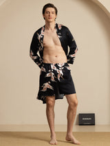 [Zwart] SilkSilky-NL 19Momme Long Sleeve Mens Pajamas 004