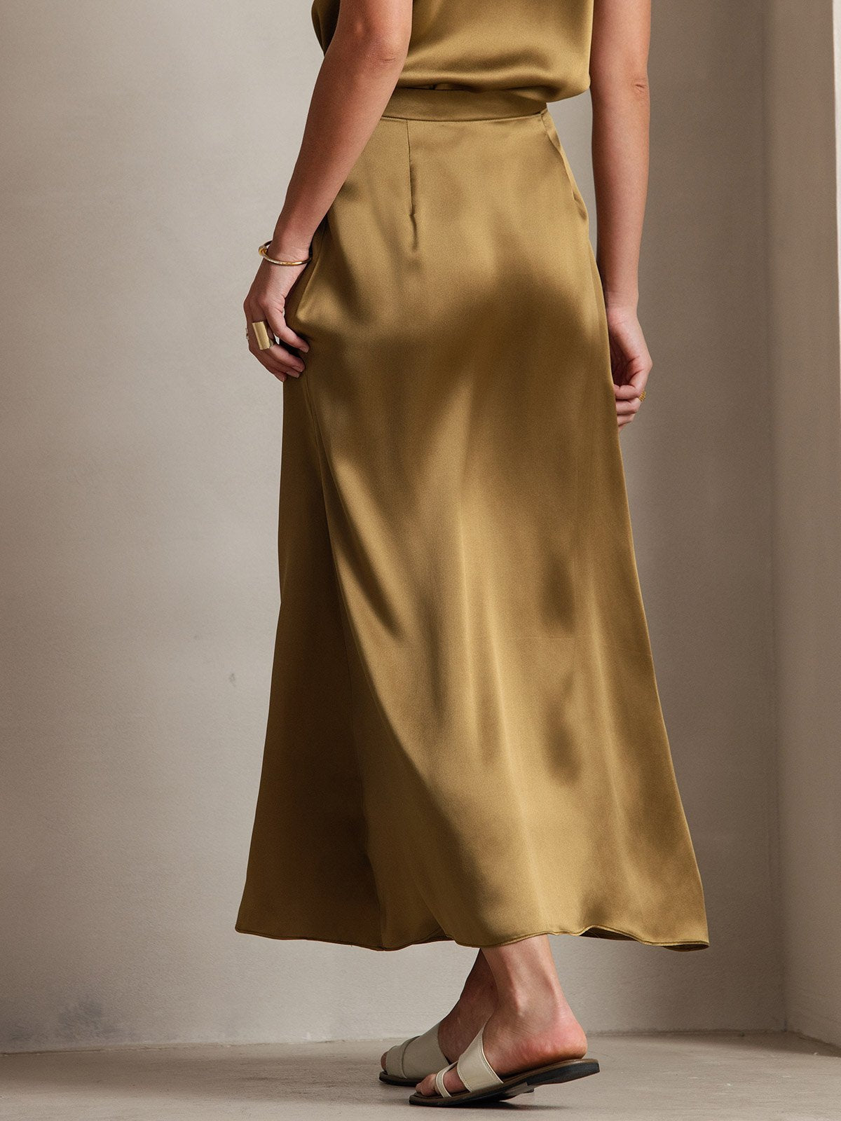[Bruin] SilkSilky-NL 19Momme Zijde Skirt 002