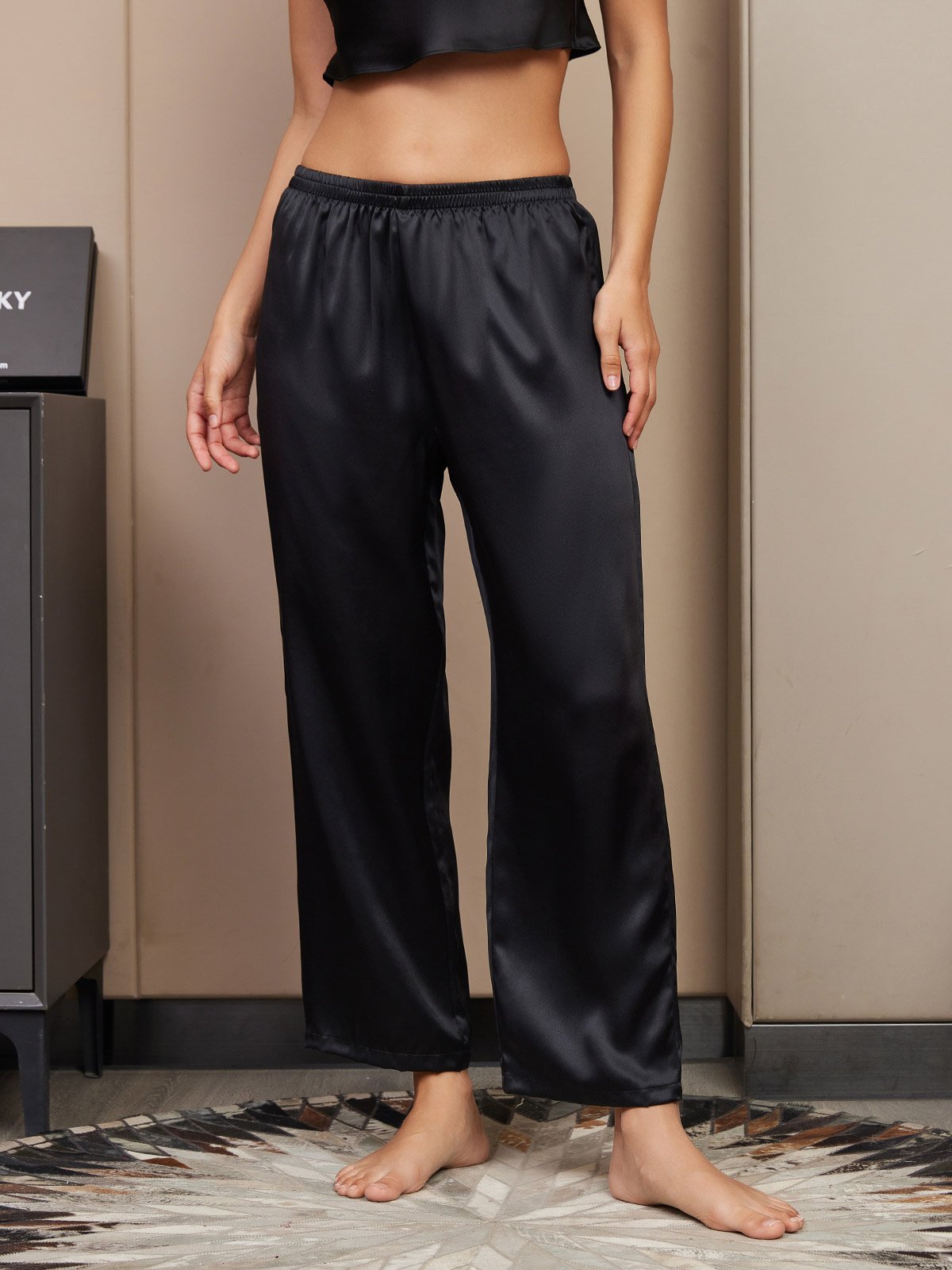[Zwart] SilkSilky-NL Womens Sleep Bottoms 001