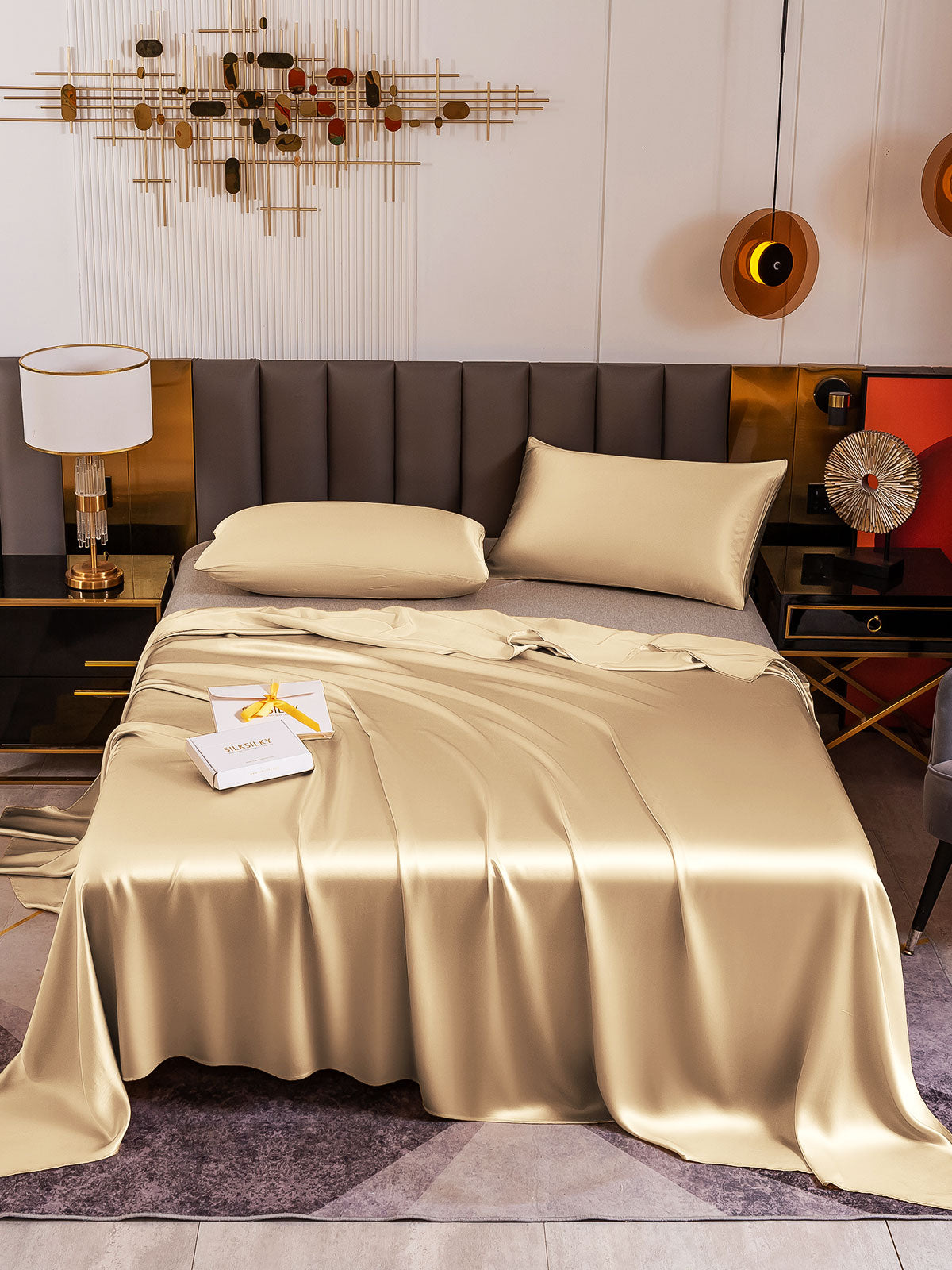 [Beige] SilkSilky-NL 19Momme Bedding Set 002