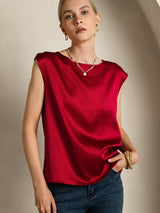 [Wijn] SilkSilky-NL Cap Sleeve Round Neck Dames T-Shirt 003
