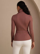 [Cameo Roze] SilkSilky-NL Long Sleeve Turtle Neck Dames T-Shirt 002