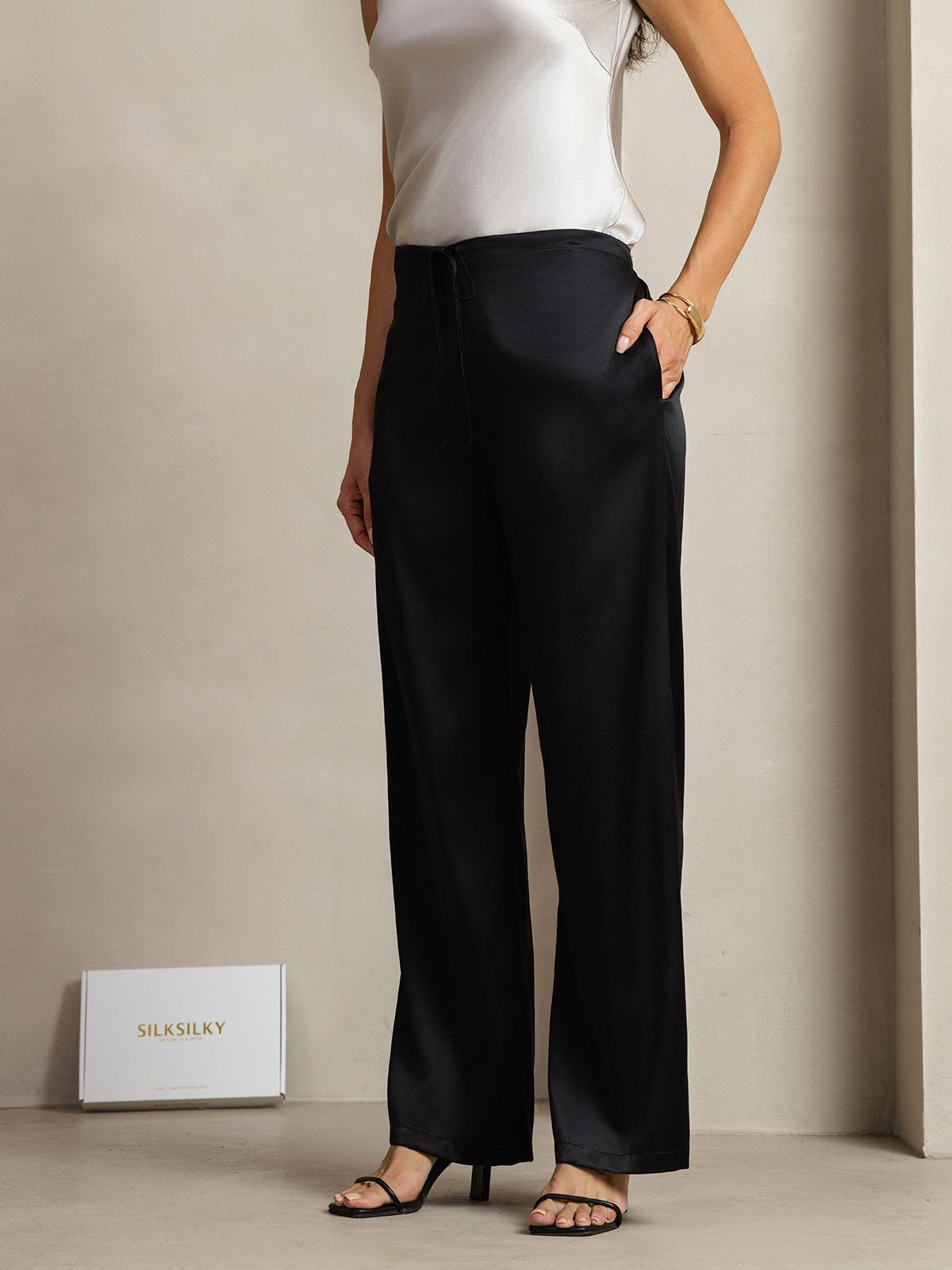 [Zwart] SilkSilky-NL 19Momme Zijde Womens Pants 002