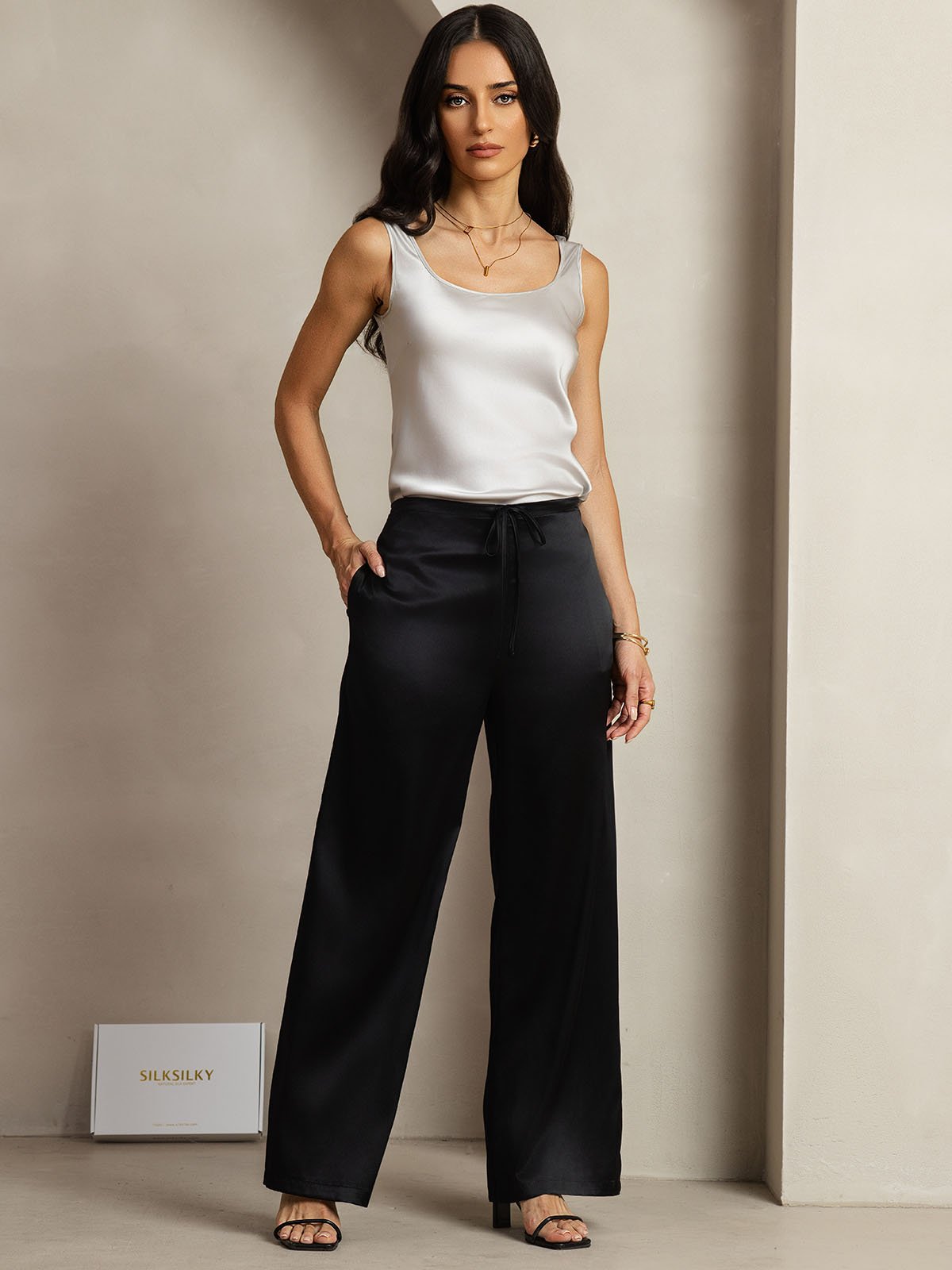 [Zwart] SilkSilky-NL 19Momme Zijde Womens Pants 006
