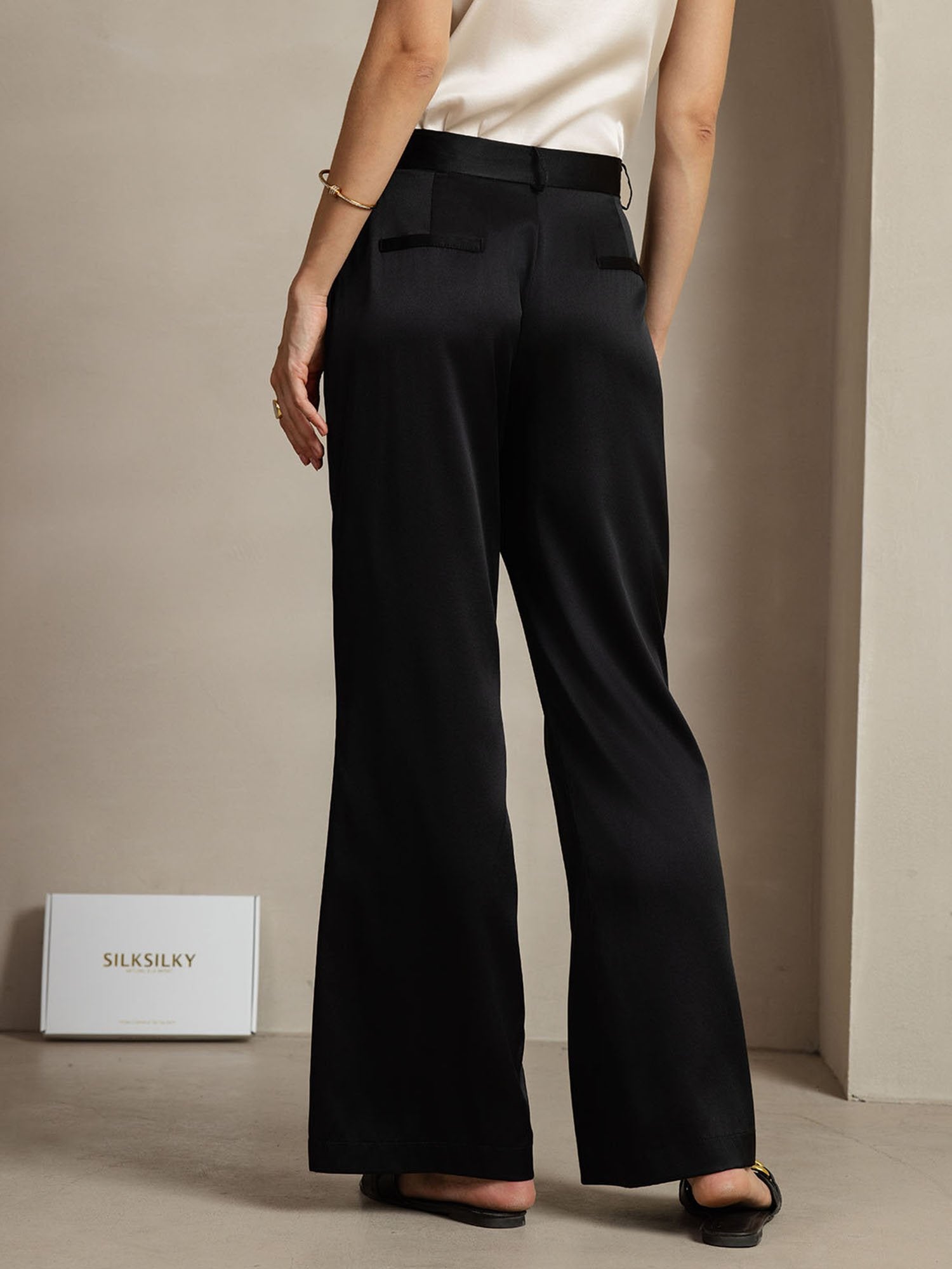 [Zwart] SilkSilky-NL 19Momme Zijde Womens Pants 002