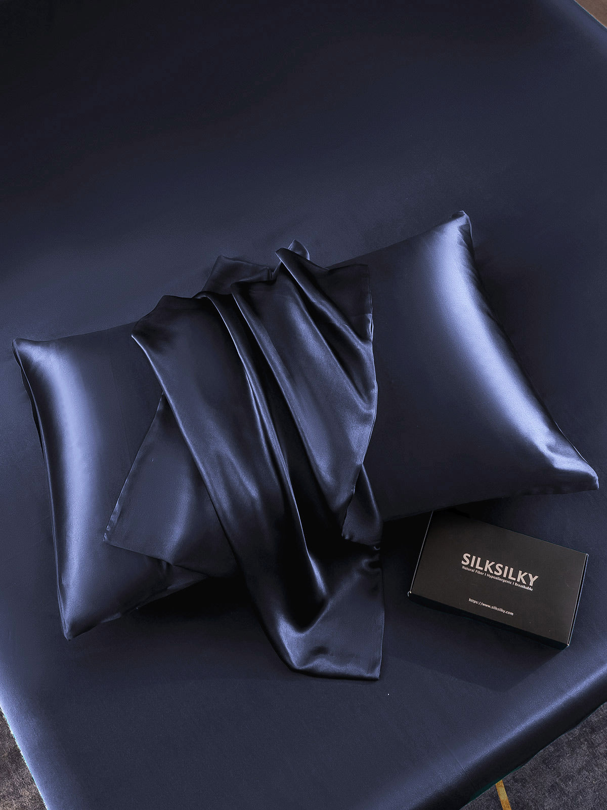 SilkSilky NL 30Momme Pure Silk Pillowcase Donkerblauw 004