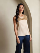 [Champagne] SilkSilky-NL Sleeveless Round Neck Cami-Top 001