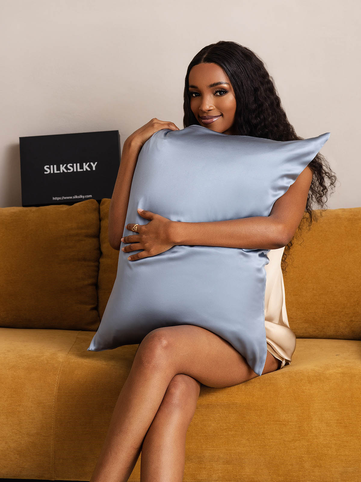 [Grijsachtig Blauw] SilkSilky-NL 19Momme Pillowcase 005
