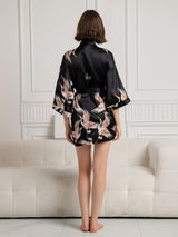 [Zwart] SilkSilky-NL 3/4 Sleeve Dames Kamerjas 002
