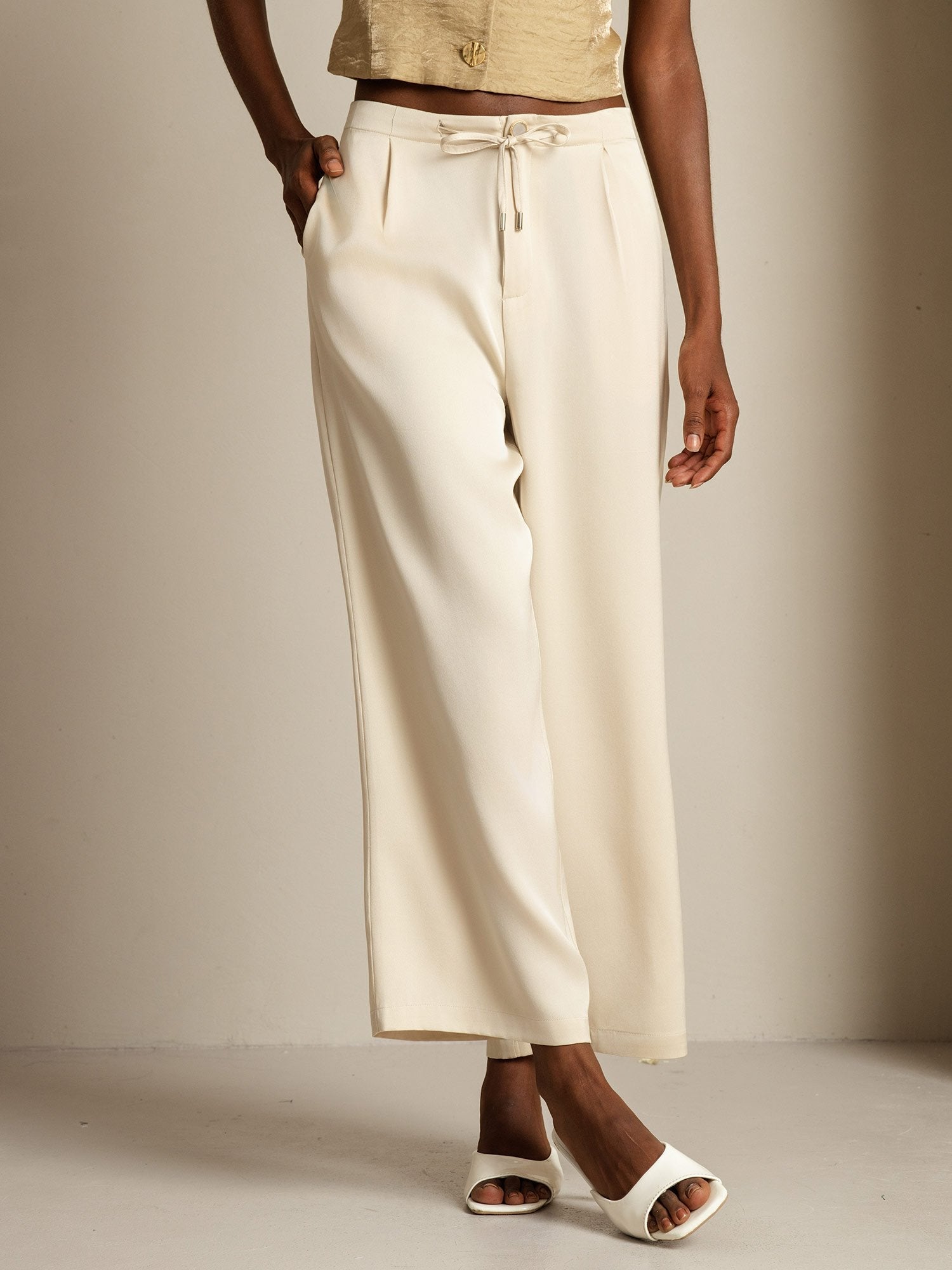 [Beige] SilkSilky-NL 19Momme Zijde Womens Pants 003