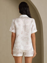 [Crèmebloemen] SilkSilky-NL Short Sleeve Notch Collar Dames Pyjama Set 002