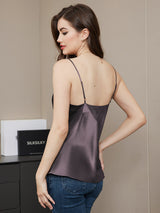 [Paars Grijs] SilkSilky-NL Spaghetti Strap V Neck Cami-Top 002