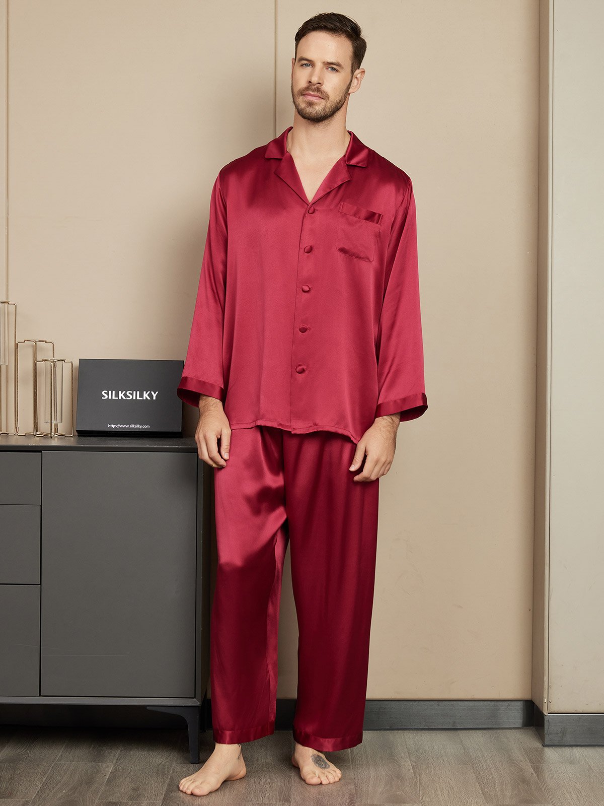 [Wijn] SilkSilky-NL Mens Pajamas 001
